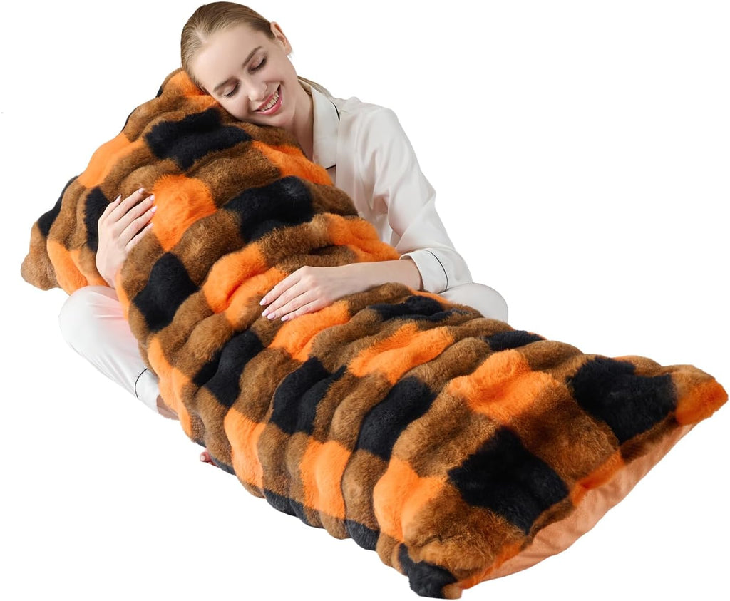 Animebody Luxury Shaggy Faux Fur Body Pillow, Soft Decorative Plush Full Long Pillow, Fuzzy Hug Pillow for Home Living Room Side Sleeper & Pr…