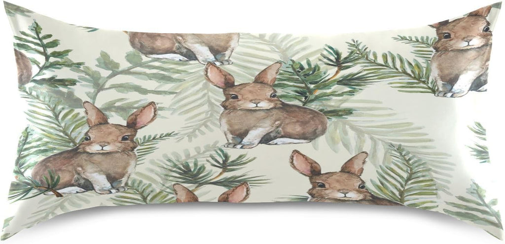 YETTASBIN Easter Bunny Satin Pillowcase, Soft Breathable Silk Pillow Case with Envelope Closure for Hair and Skin, Standard Size 26 x 20…