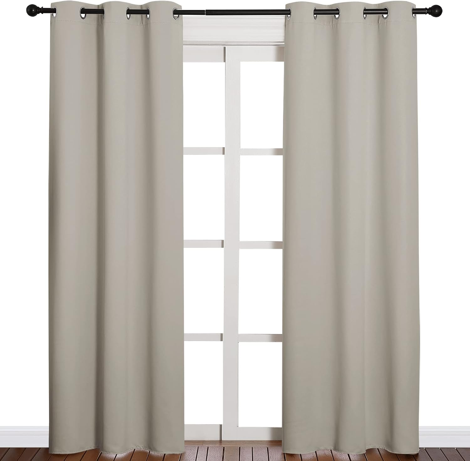NICETOWN Natural Living Room Blackout Curtains for Windows, Eyelet Top Room Darkening Panels/Drapes for Bedroom (2 Panels, W42 x L84 inches)