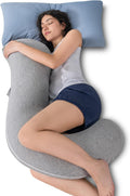 Queenrose QUEEN ROSE Body Pillow, Full Body Support Pillow for Side Sleepers, Cooling Soft S Shaped Hug Pillow for Adults, Grey Grey