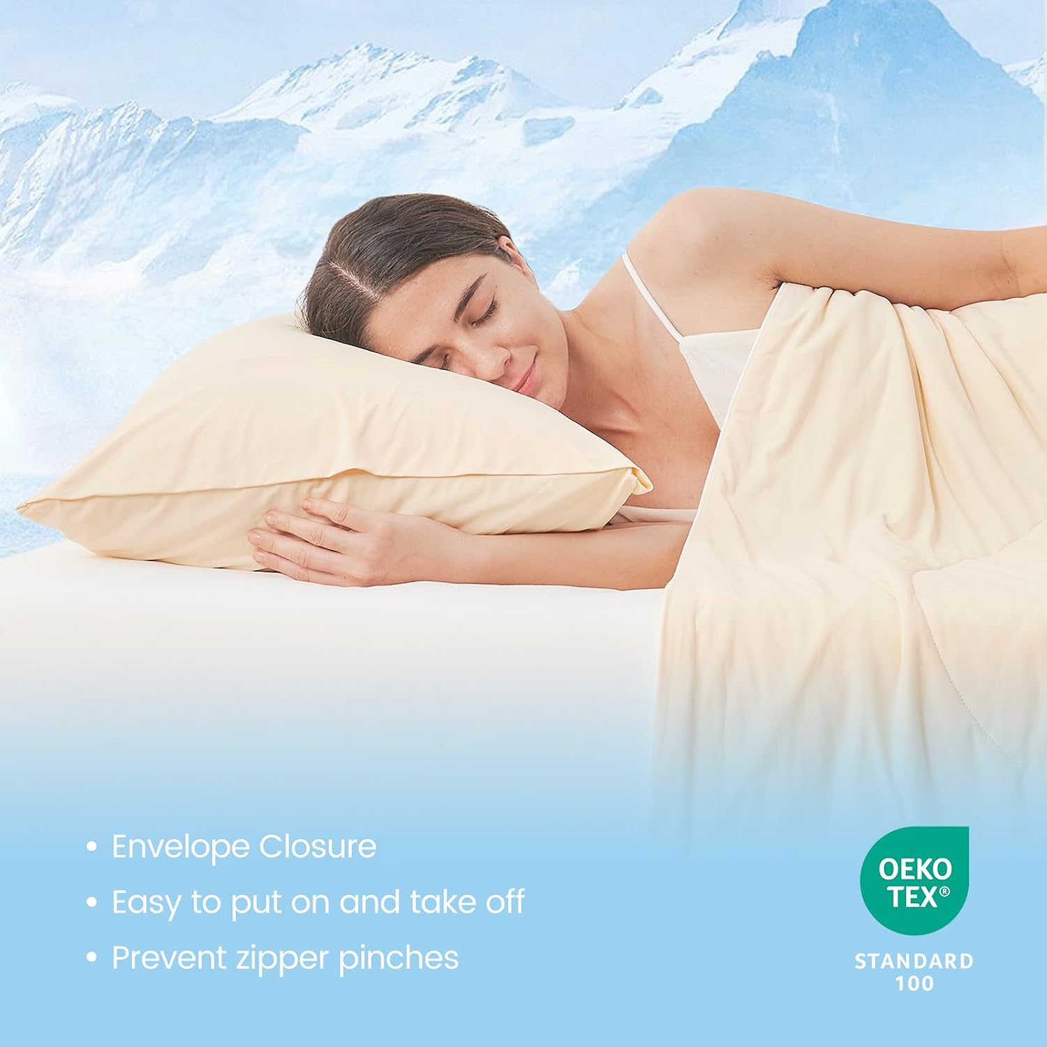 CozyBliss Cozy Bliss 2pcs Cooling Pillow Cases Set for Hot Sleepers & Night Sweats, Q-Max 0.5 Silky Wrinkle-Free Pillow Covers with Envelop…
