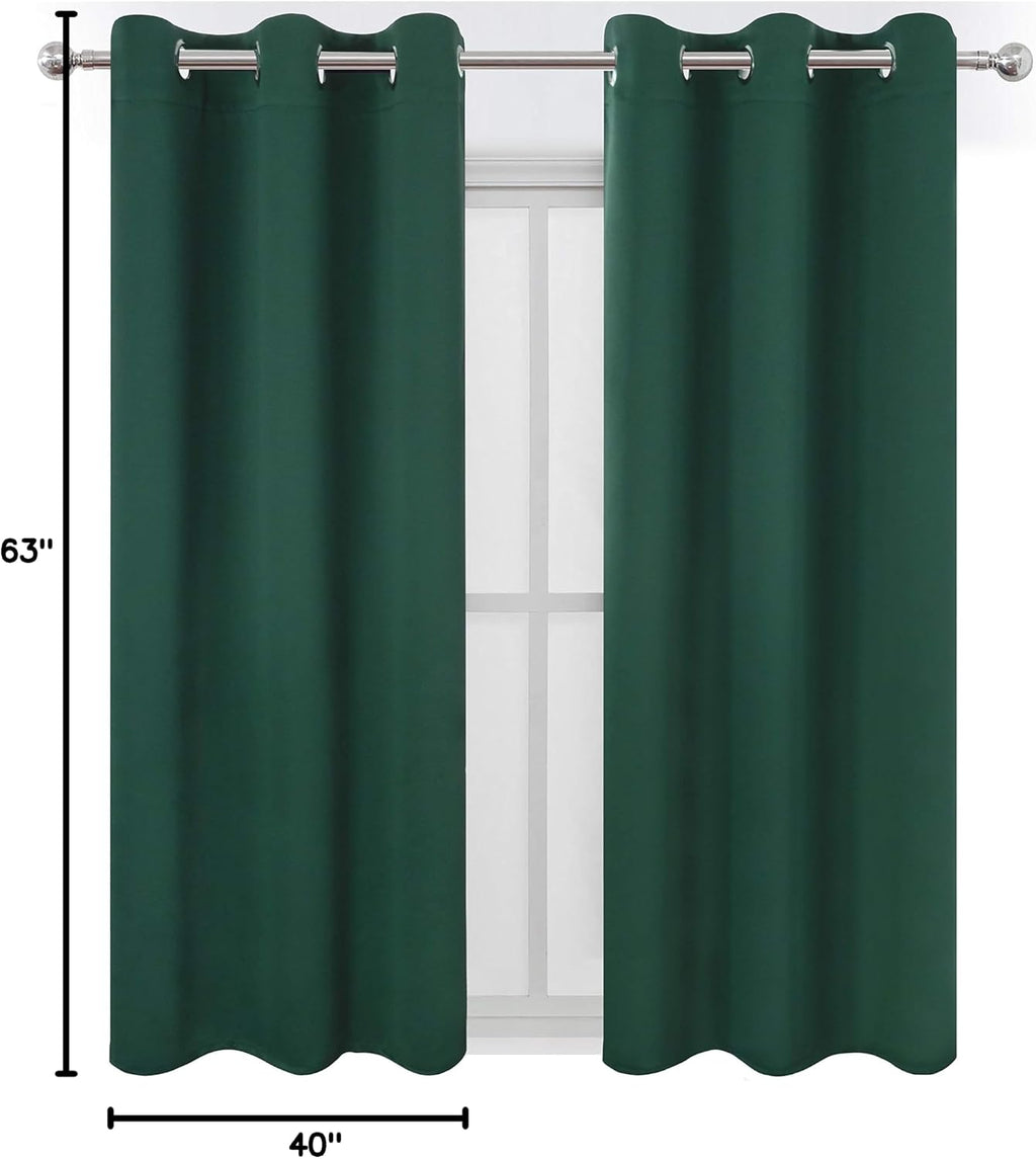 Lemomo Green Blackout Curtains 40 x 63 Inch Length/Set of 2 Curtain Panels/Thermal Insulated Room Darkening Blackout Curtains for Bedroom 6…