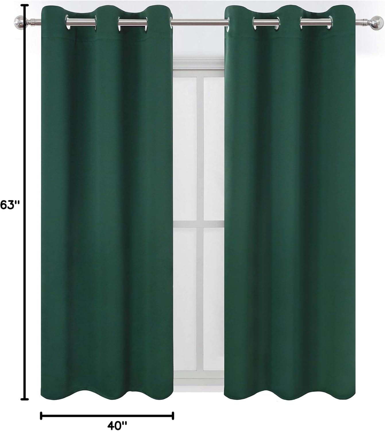 Lemomo Green Blackout Curtains 40 x 63 Inch Length/Set of 2 Curtain Panels/Thermal Insulated Room Darkening Blackout Curtains for Bedroom 6…