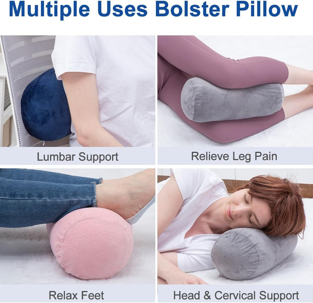 1Middleone 1 MIDDLE ONE Round Cylinder Bolster Pillow with Removable Velvet Cover, Tube Roll Cervical Pillow for Head, Neck, Back and Legs…