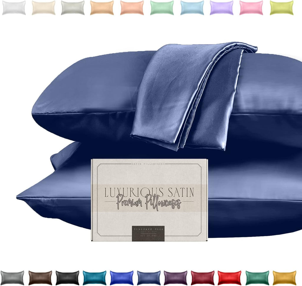 Elegantcomfort Elegant Comfort Silky and Luxurious 2-Piece Satin Pillowcase Set for Healthier Skin and Hair, Hidden Zipper Closure and Beau…