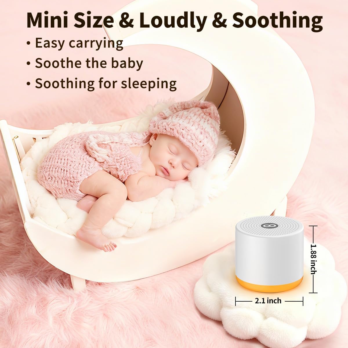 Hushingwhitenoisemachine Portable White Noise Machine Mini Sound Machine with Light 30 Soothing Sounds Rechargeable for Adults Baby Kids Sl…