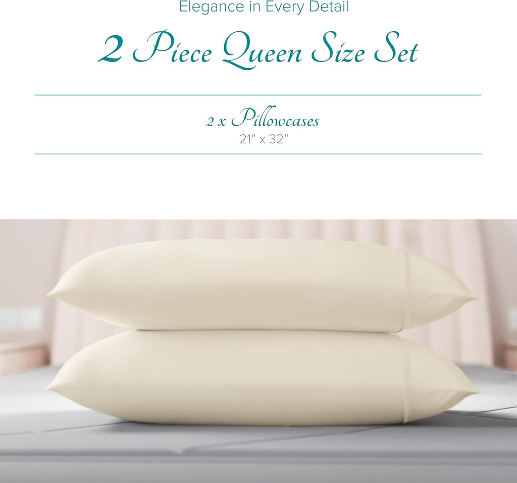 Carressa Linen 100% Egyptian Cotton Standard/Queen Size Pillow Cases Set of 2-800 Series Tulips Collection Queen Pillow Cover for…
