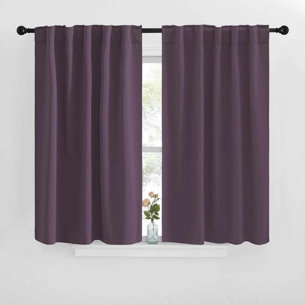 NICETOWN Window Treatment Blackout Curtains and Draperies - (Plum Color) 42x40 inch, 2 Panels, Room Darkening Blackout Panel Drapes for…