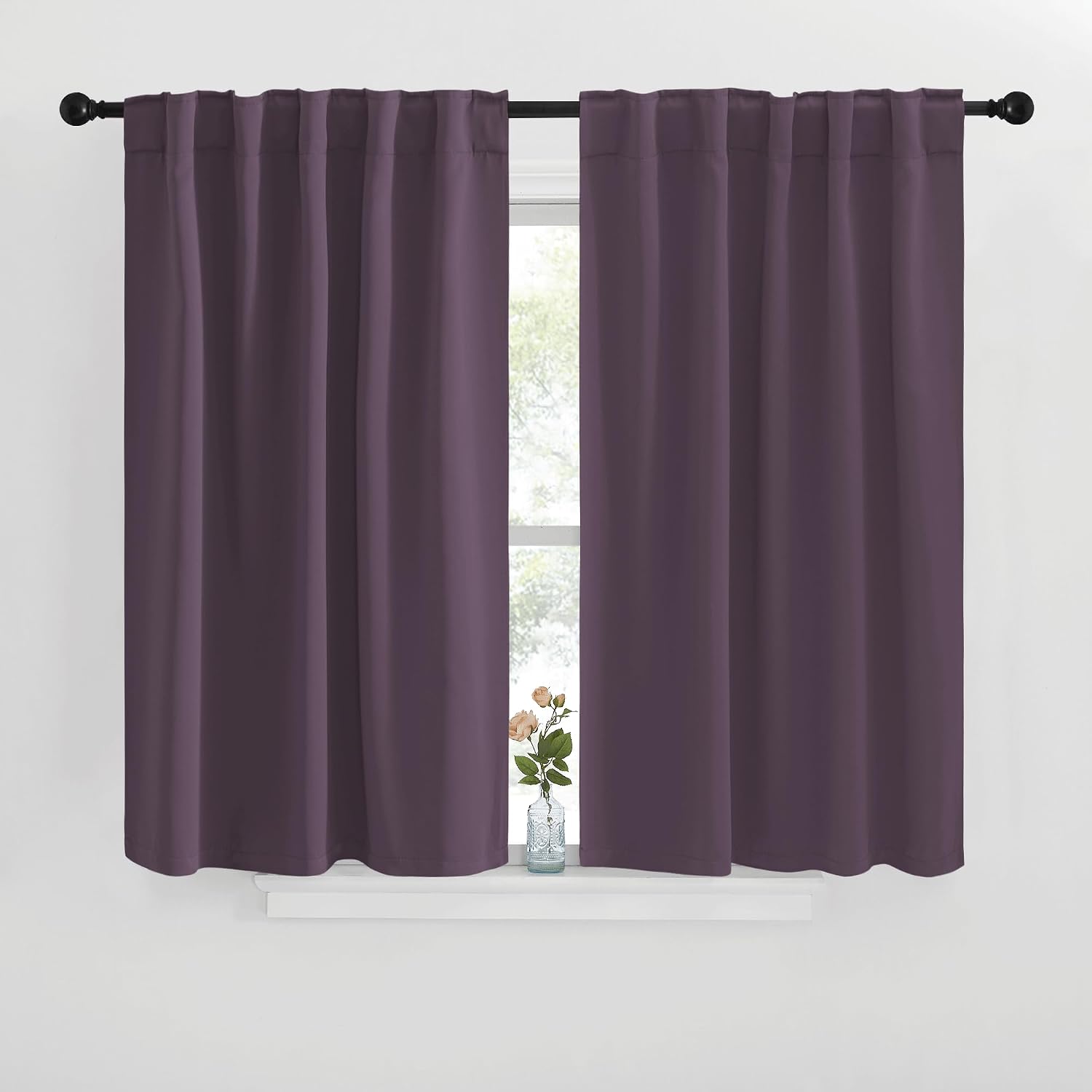 NICETOWN Window Treatment Blackout Curtains and Draperies - (Plum Color) 42x40 inch, 2 Panels, Room Darkening Blackout Panel Drapes for…