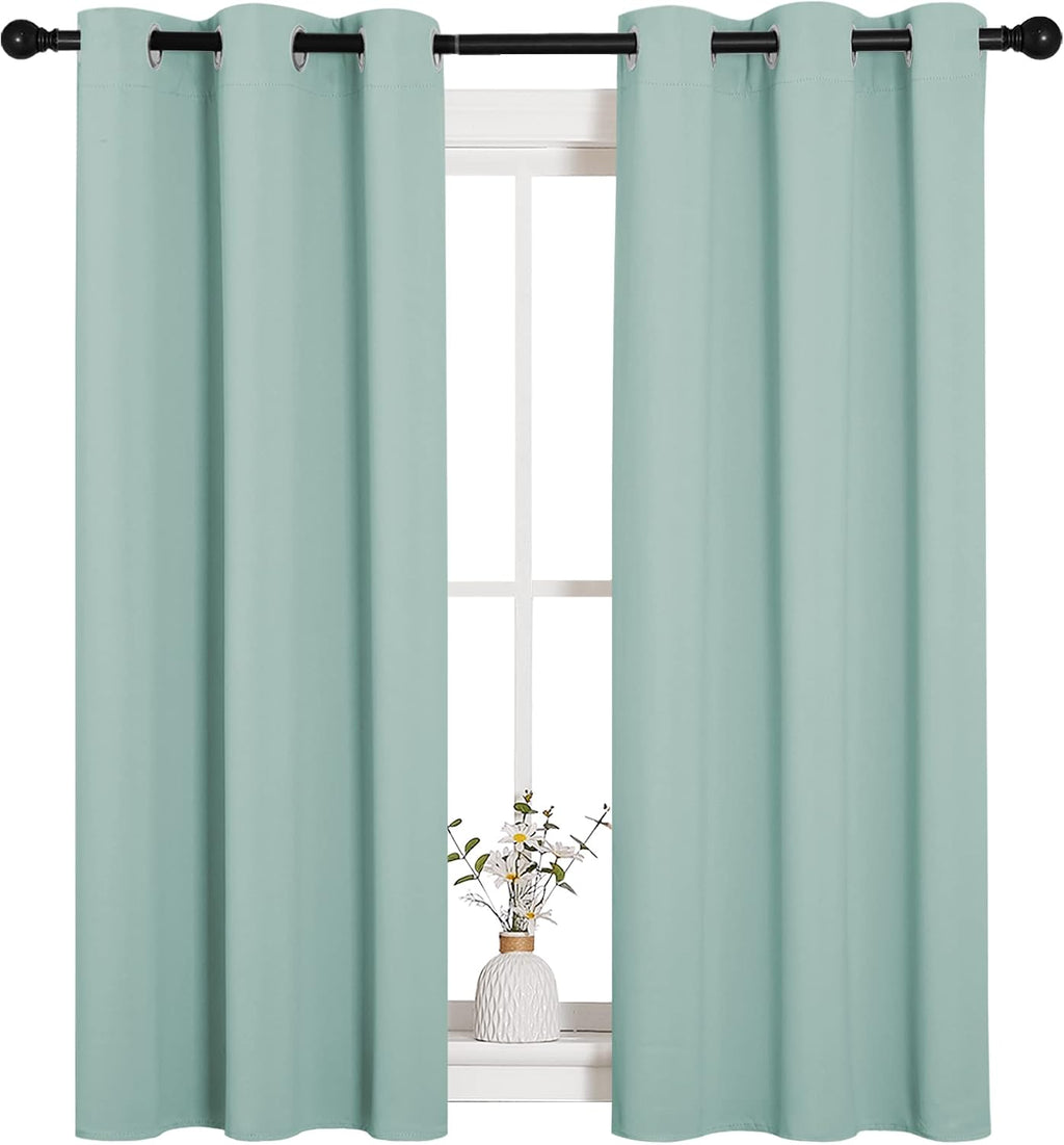 NICETOWN Window Curtain Panels, Thermal Insulated Solid Grommet Blackout Draperies/Drapes for Loft, Dorm (Aqua, One Pair, 34 by 54-inch)