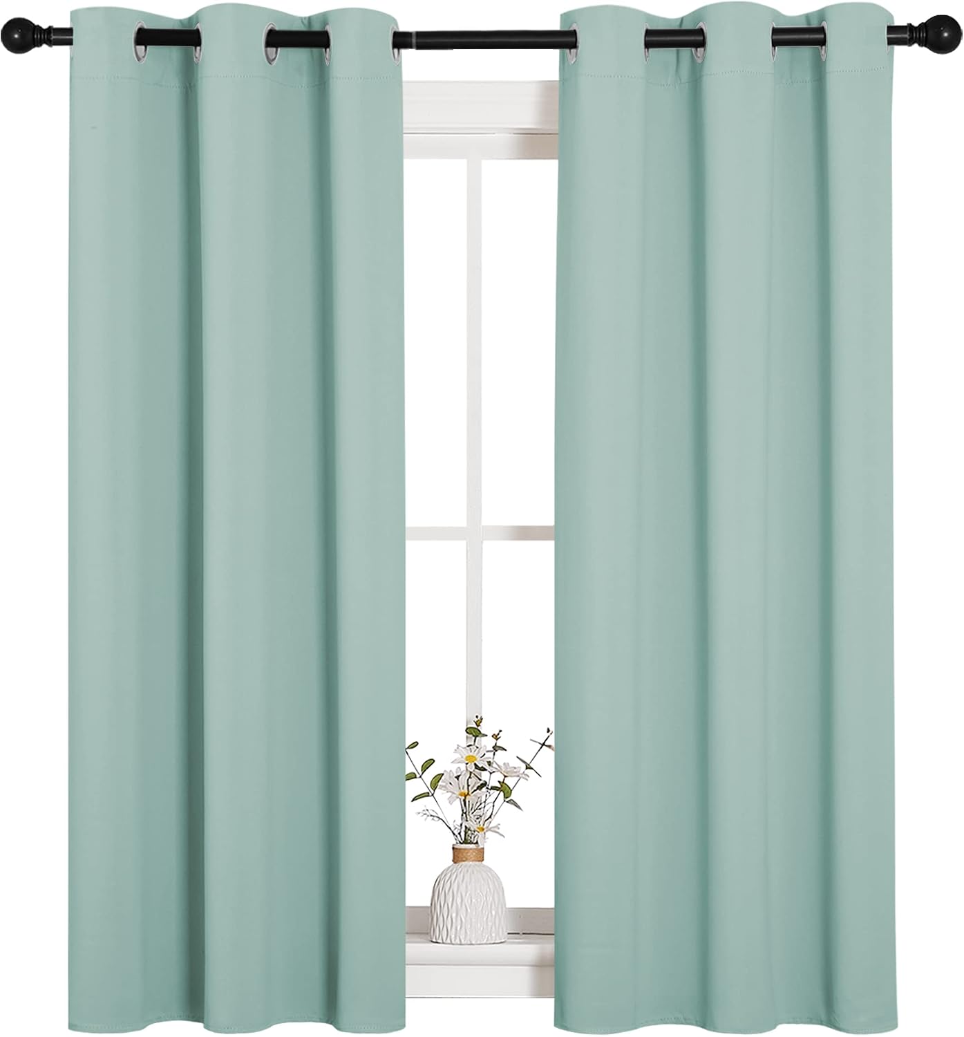 NICETOWN Window Curtain Panels, Thermal Insulated Solid Grommet Blackout Draperies/Drapes for Loft, Dorm (Aqua, One Pair, 34 by 54-inch)