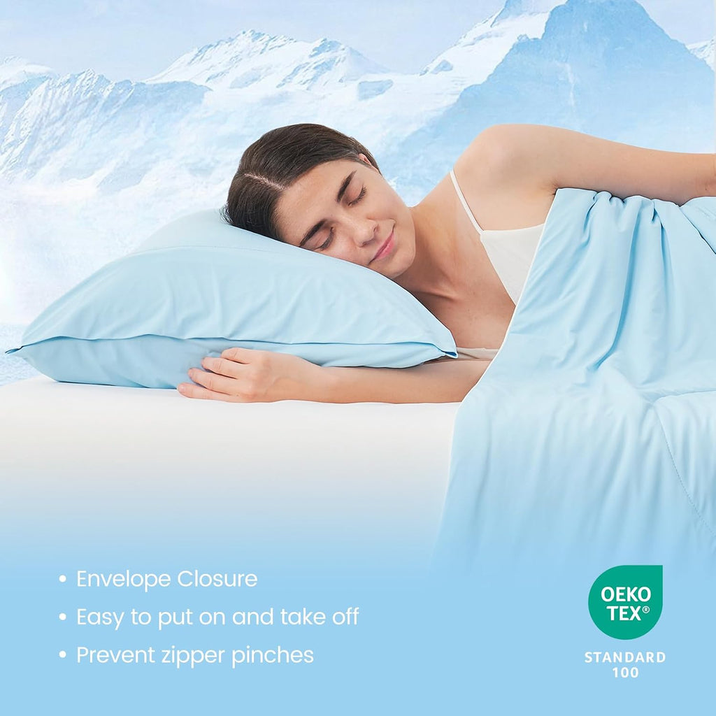 CozyBliss Cozy Bliss 2pcs Cooling Pillow Cases Set for Hot Sleepers & Night Sweats, Q-Max 0.5 Silky Wrinkle-Free Pillow Covers with Envelop…