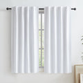 Keqiaosuocai Short White Blackout Curtains Natural Back Tab Rod Pocket Narrow Curtain Panels for Small Window Cafe Kitchen Curtains 45 Inch…