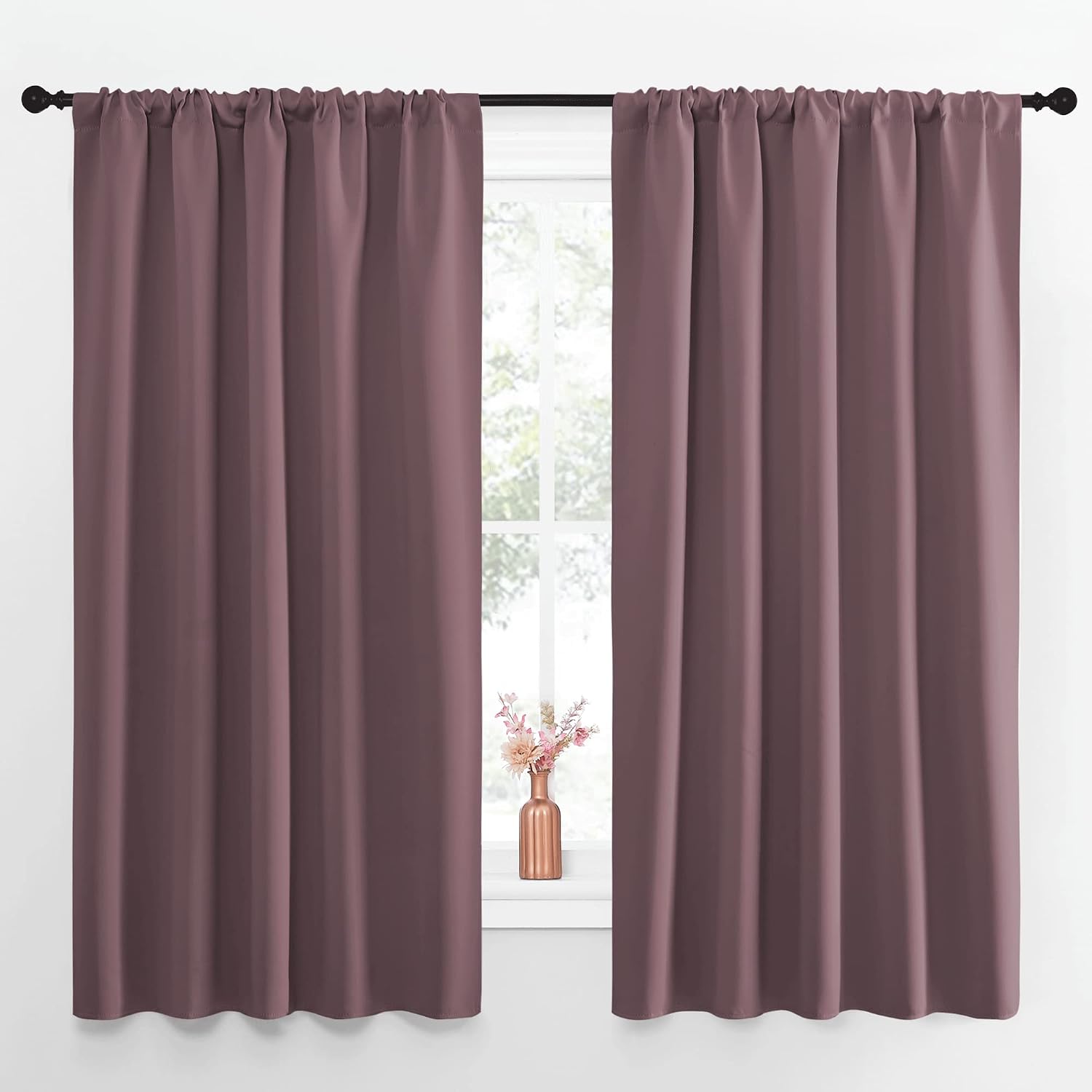 NICETOWN Blackout Curtains for Living Curtains, Room Darkening Curtains & Drapes for Kids Bedroom, Home Decoration Draperies (Dry Rose…