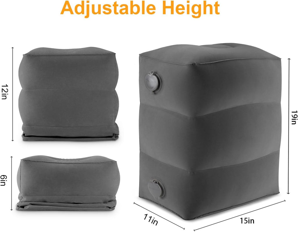 Maliton Inflatable Foot Rest Pillow for Air Travel, Toddler Airplane Travel Essentials, Car Seat Foot Rest for Kids, Adjustable Height…