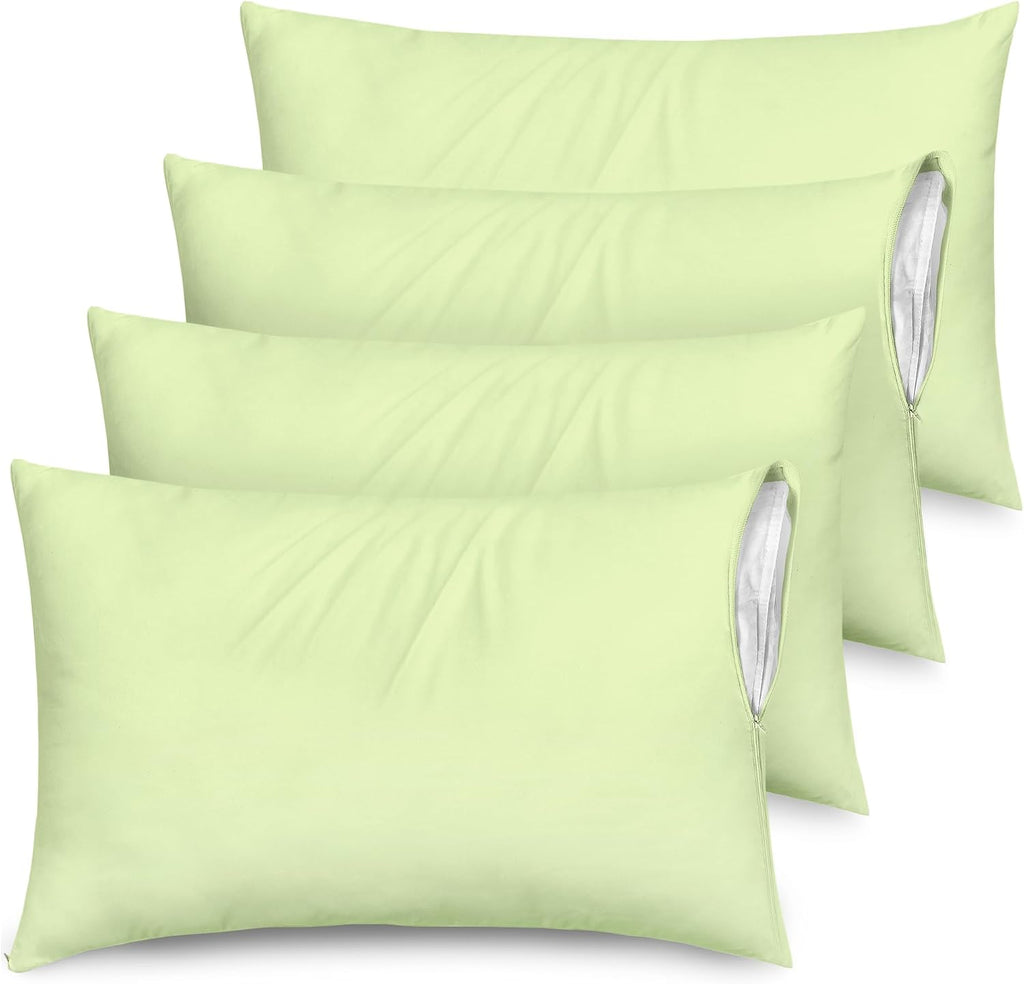 Ultra Soft Pillow Protectors with Zipper Queen Size - Set of 4 Breathable Pillow Covers - 100% Protection Against Stains, Dust & Dirt…