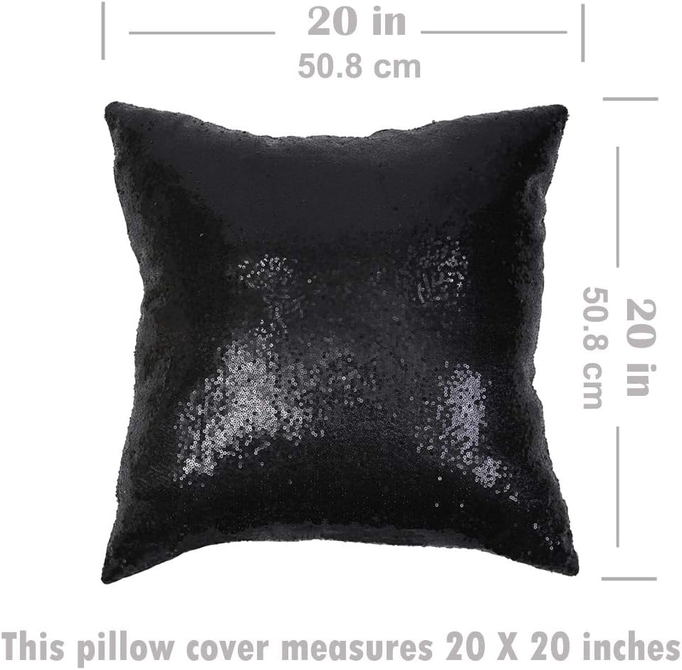 Eternal Beauty Set of 2 Sequin Decorative Pillow Cover Black Throw Pillow Covers for Couch Throw Pillows 20 X 20 Inches