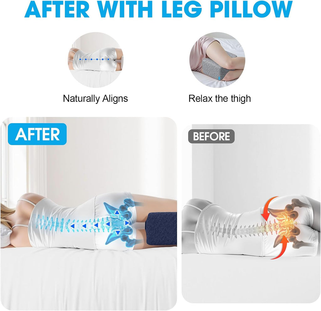 Knee Pillow for Side Sleepers with Cooling Gel, Memory Foam Elevation Pillow for Spine Aligning, Sciatica, Back, Hip, Knee, Ankle Pain…