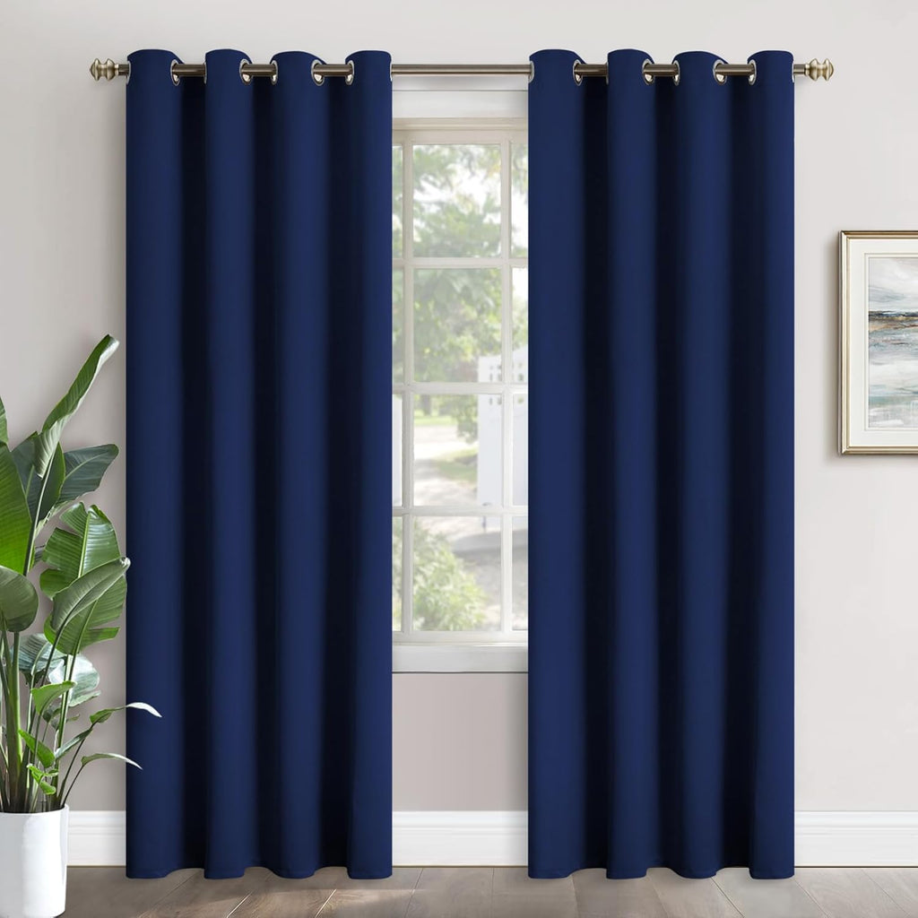 YoungsTex Navy Blue Blackout Curtains for Bedroom 84 Inch Length - Thermal Insulated with Grommet Room Darkening Window Drapes for Living R…