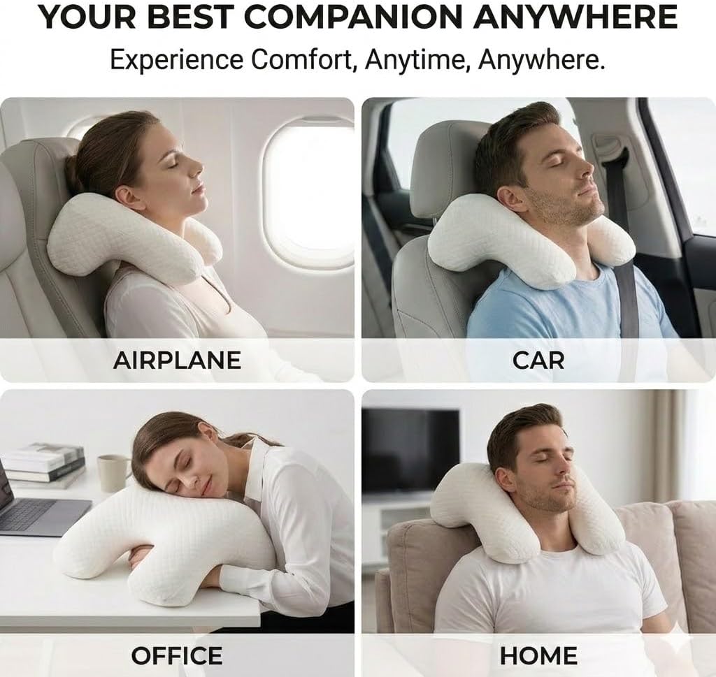 BigAnt Big Ant H-Shape Travel Neck Pillow & Desk Nap Pillow, 100% Memory Foam with Hollow Design to help reduce Arm Numbness, Ergonomic…