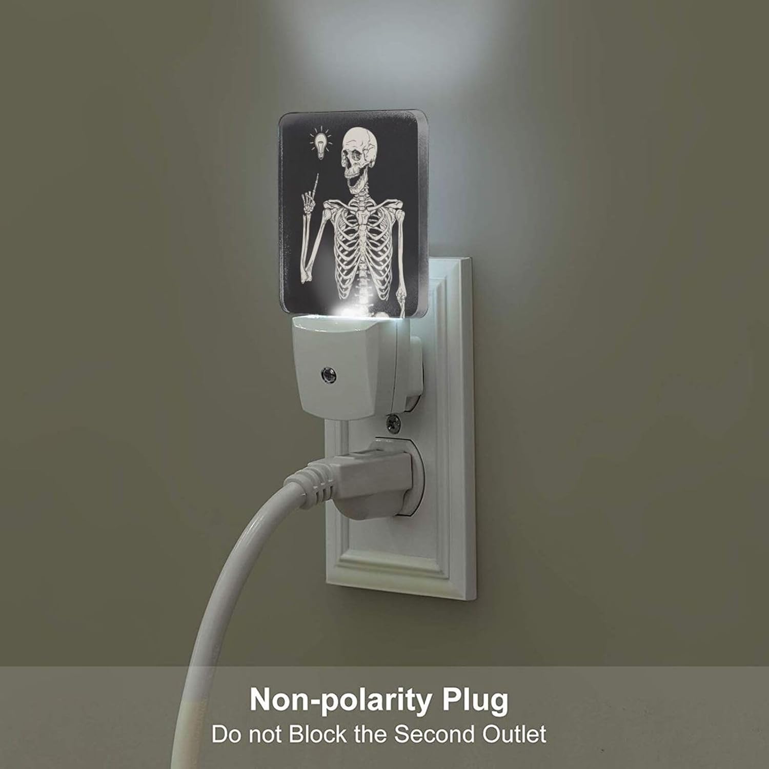 Halloween Skull Skeleton Night Light, Plug-in Nightlights Auto Sensor Night Lamp Dusk to Dawn Lamp Home Decor for Nursery Children Girls Boys
