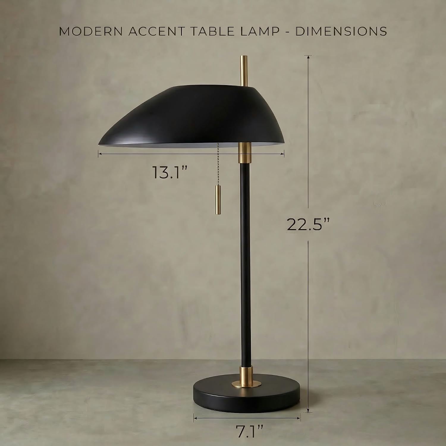 Modern Vintage Black Table Lamp, Industrial Minimalist All-Metal Bedside Lamp with Pull Chain Switch, Decorative Nightstand Lamp for…