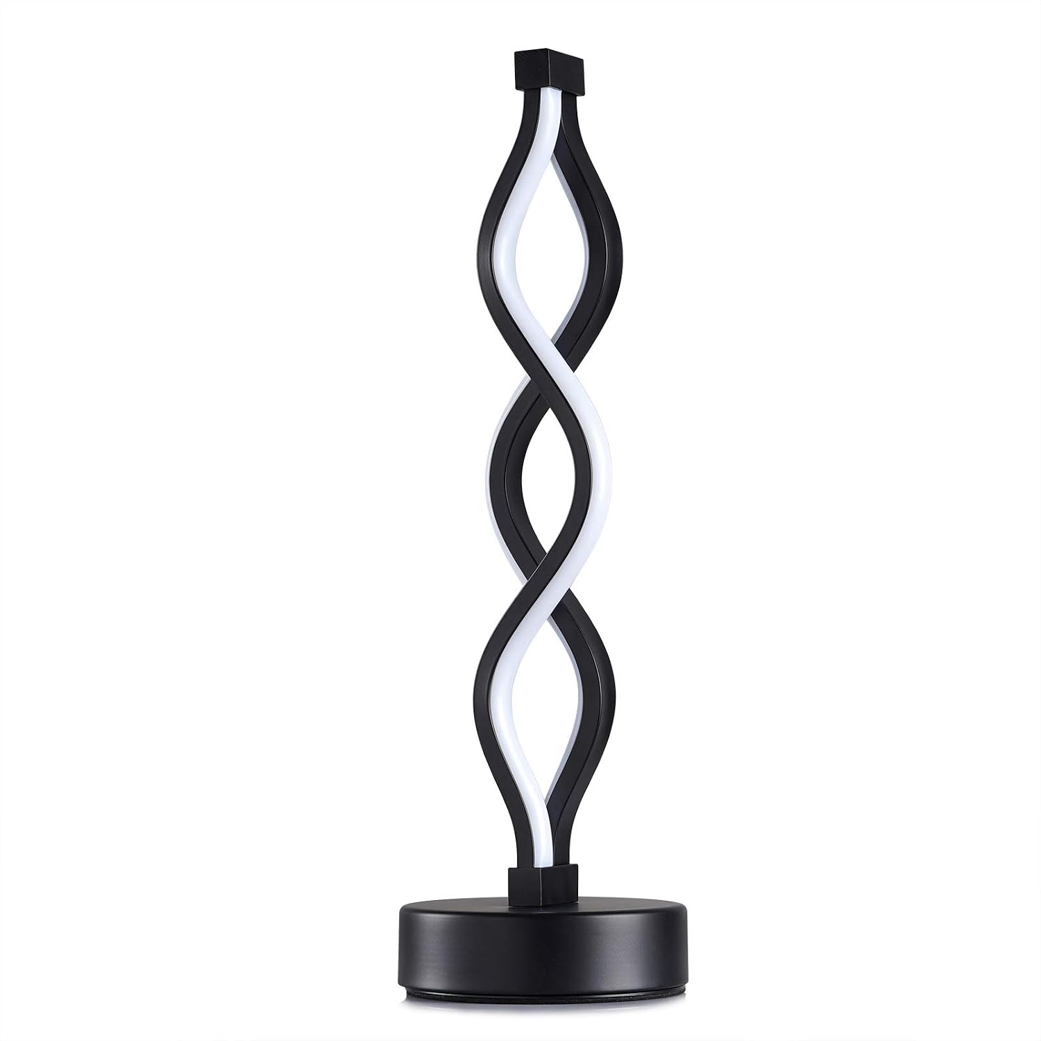 NUÜR Infinity Spiral LED Table Lamp Black, Dimmable Metallic Bedside Lamp with Touch Controller, 3 Colour Temperature, 15.8 Inch Height…
