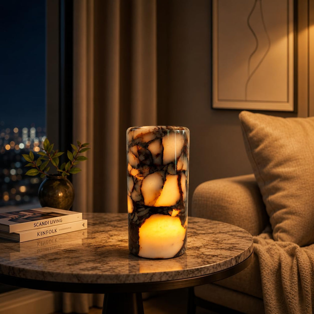 100% Marble Touch Pat Lamp, Unique Natural Stone Small Night Table Lamp, Type-C Rechargeable 3-Way Dimmable Bedside Lamp, Warm Ambient…