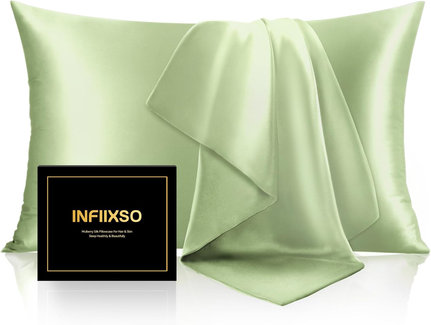 Infiixso Mulberry Silk Pillowcase for Hair and Skin, Silk Pillow Cases Queen Size with Hidden Zipper 20"x30", Extraordinary Smooth and Soft…