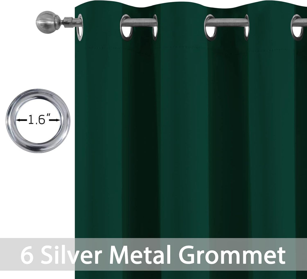 Yakamok Dark Green Blackout Curtains for Bedroom, Room Darkening Thermal Insulated Grommet Window Curtains, Light Blocking Blackout…
