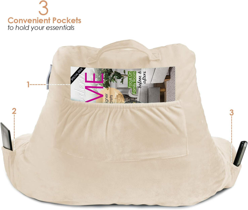 Nestl Reading Pillow with Shredded Memory Foam, Designed for Sitting Up in Bed and Couch, Back and Arms Adjustable Support for Adult &…