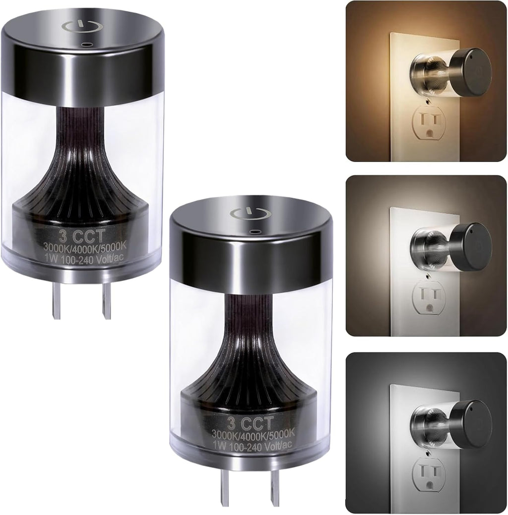 Geplad Dimmable LED Night Light Plug in Wall, Touch Control & 3-Color Temperature (3000K-5000K) Nightlight with Dusk to Dawn Sensor, IP65 W…