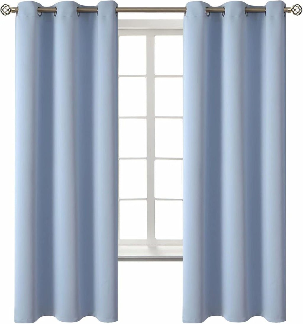 BGment Blackout Curtains for Living Room - Grommet Thermal Insulated Room Darkening Curtains for Bedroom, 2 Panels of 42 x 63 Inch, Spa Blu…