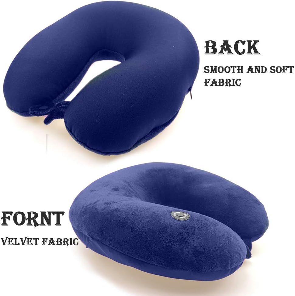 Hooshing Vibrating Neck Pillow Massage relaxation for Traveling Home Rest Portable Neck Pillows for Gift for Parents, Deep Blue Blue