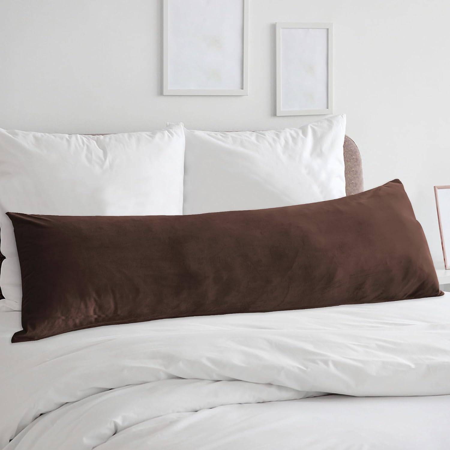 StangH Brown Velvet Body Pillow Cover 20x54 Inches, Super Soft Cozy Luxury Fuzzy Flannel Long Pillowcase with Zipper, Decorative Pillow Cas…