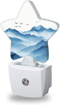 Night Lights Plug Into Wall Decorative, Watercolor Mountain Nightlights for Kids Bedroom, Blue Energy Efficient Dusk-to-Dawn Sensor Sleep…