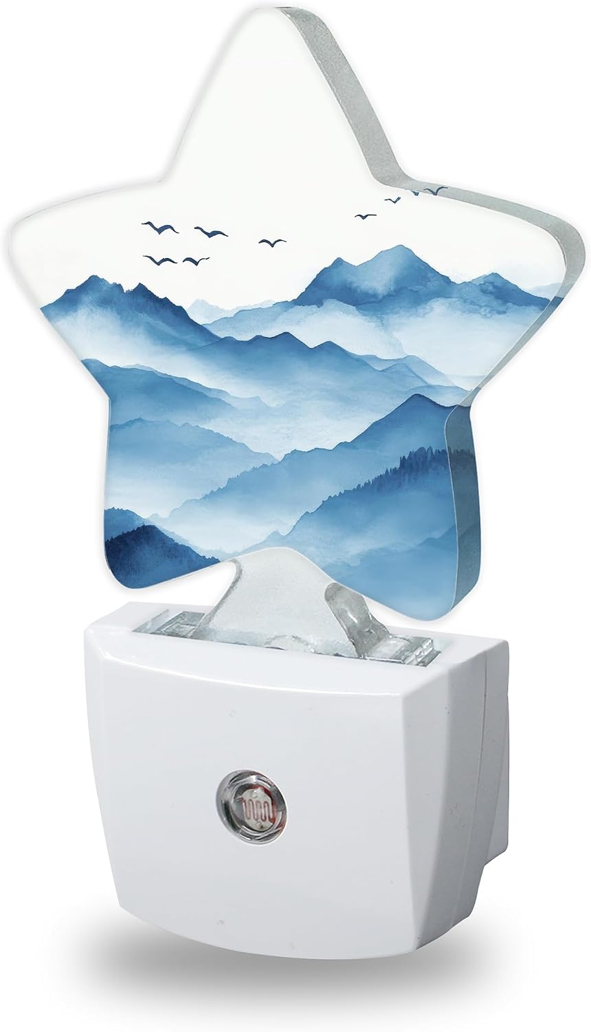 Night Lights Plug Into Wall Decorative, Watercolor Mountain Nightlights for Kids Bedroom, Blue Energy Efficient Dusk-to-Dawn Sensor Sleep…