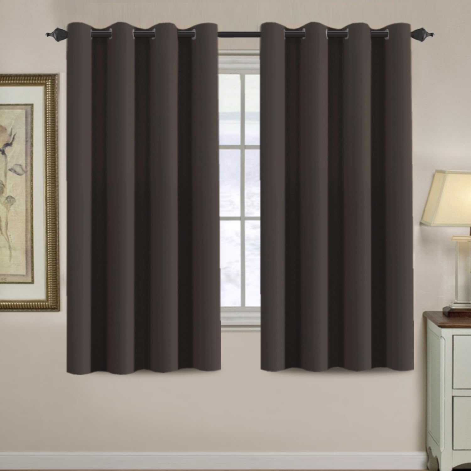 H.VERSAILTEX Blackout Curtains for Bedroom 63 Inches Length Thermal Insulated Curtain Energy Efficient Curtain Small Window Bla…