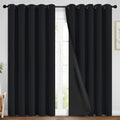 Yakamok 84 Inch Length 100% Blackout Curtains for Bedroom, 2 Thick Layers Thermal Insulated Grommet Total Blackout Drapes with Black Liner…