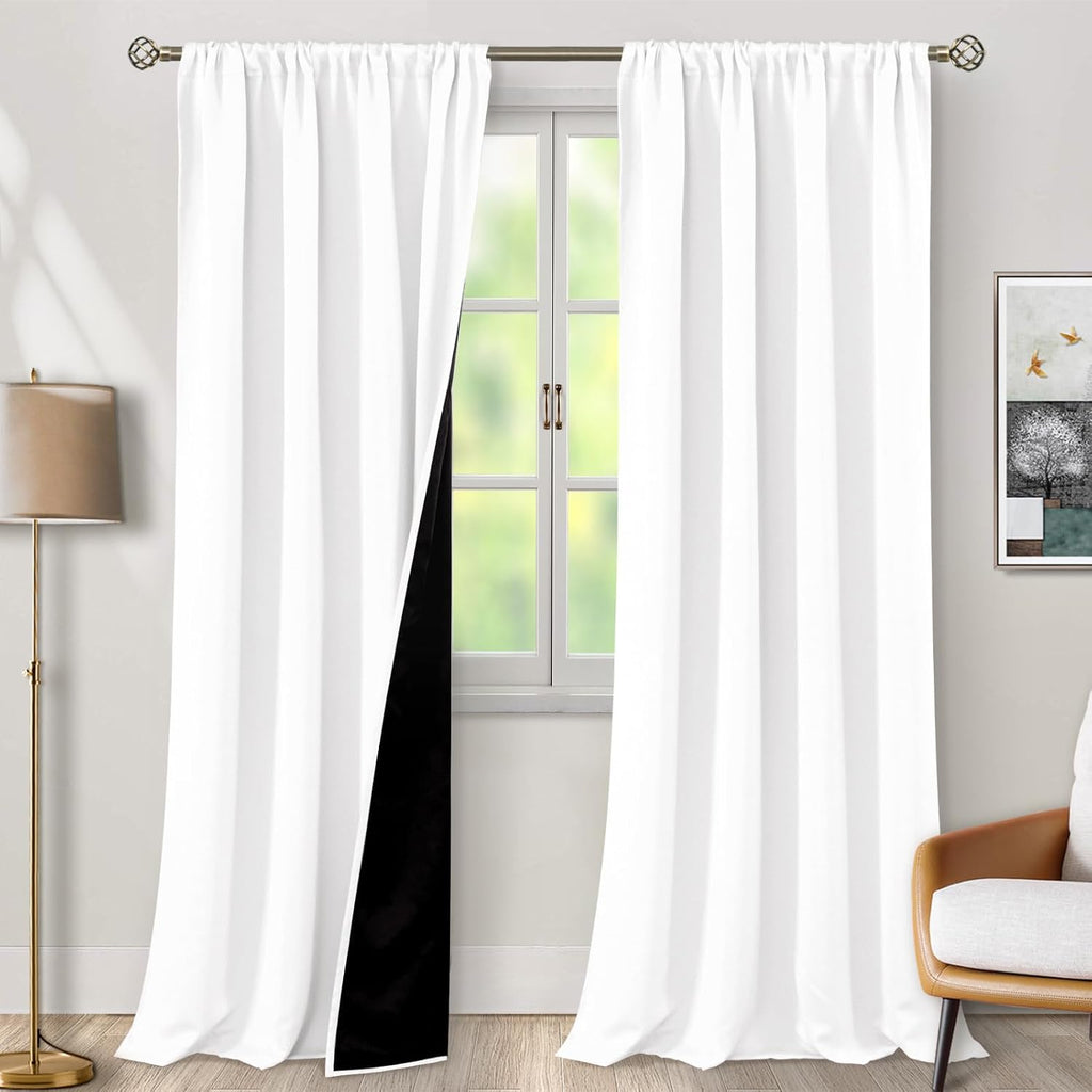 BGment White Blackout Curtains for Living Room 95 Inches Length, Extra Long 2 Panels Window Curtains Thermal Insulated Soundproof Room…