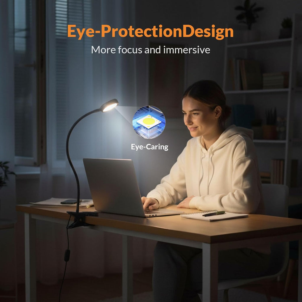 LEPOWER Clip on Light/Reading Lights/Book Light/Desk Lamp Color Changeable/Night Lights Clip on for Desk, Bed Headboard and Computers…