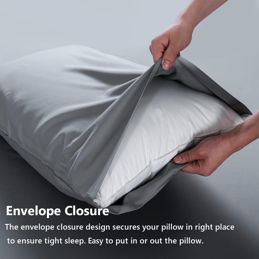Simple&Opulence Cooling Pillowcase King Size Set of 2, 100% Viscose from Bamboo Pillow Cover with Envelope Closure, Silky Br…
