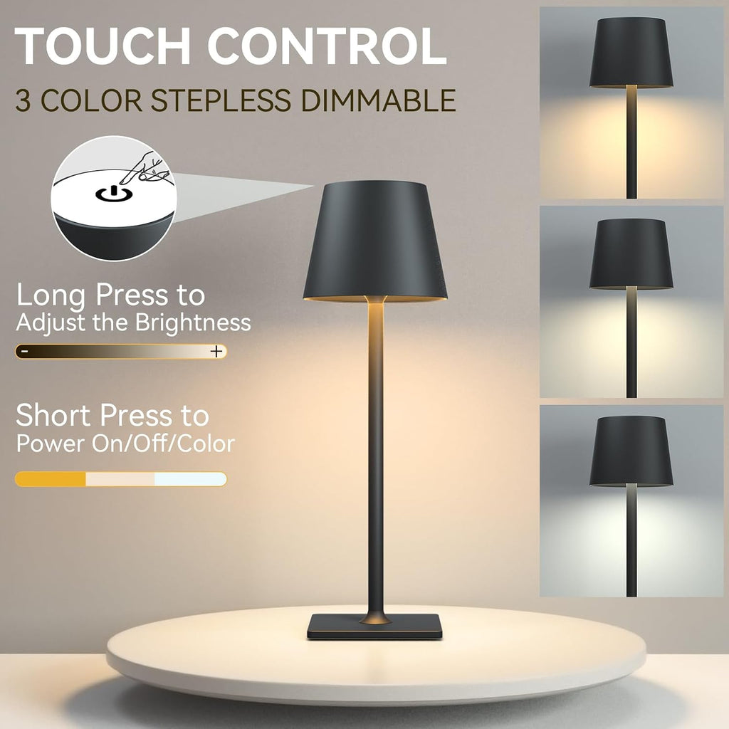Yogaret 4 Pack Rechargeable Cordless Led Table Lamps, Cordless Lamp with 6000mAh Battery Operated, Portable Indoor/Outdoor Table Lamp for…
