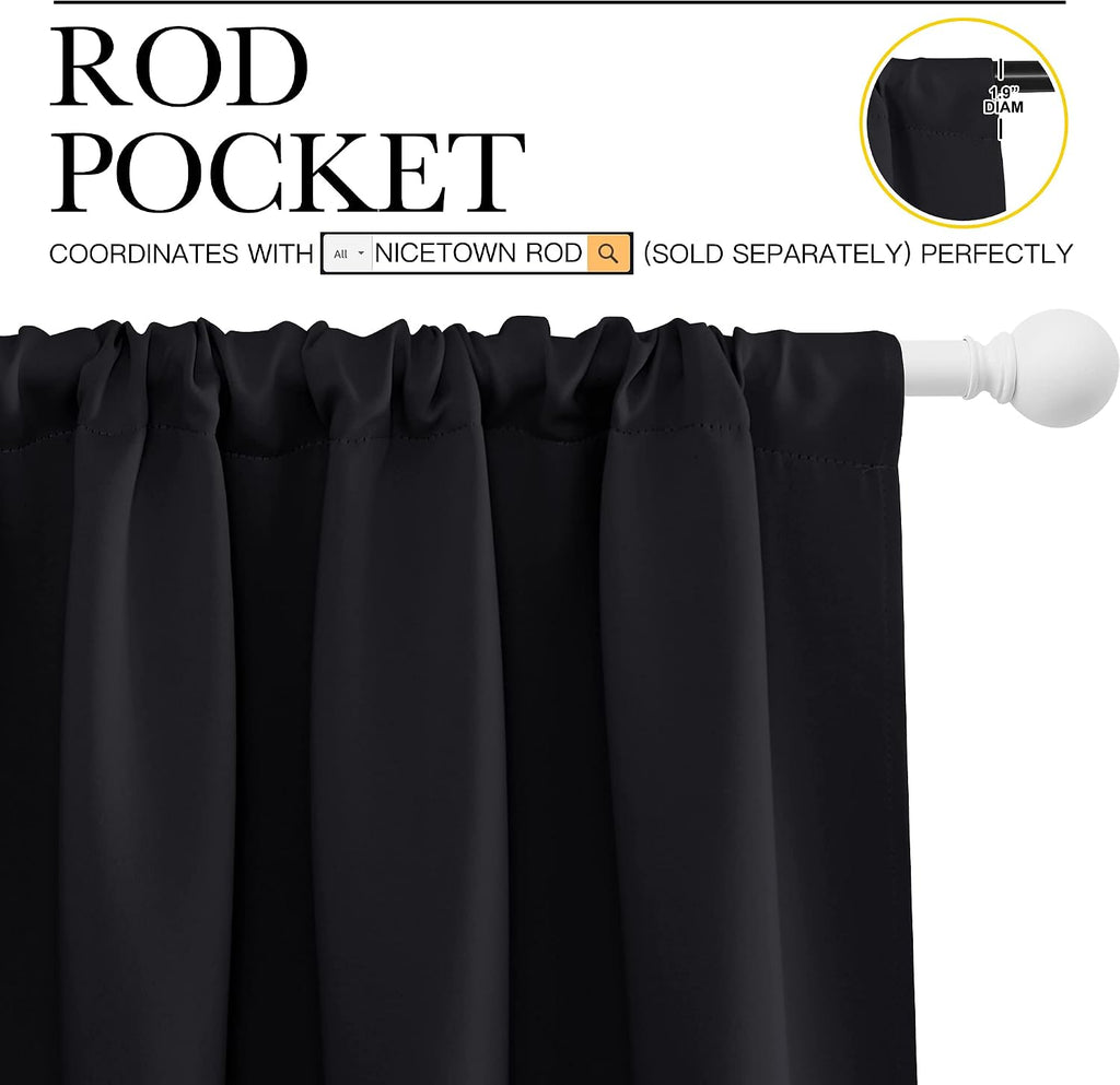 NICETOWN Black Out Window Curtains - Solid Home Decor Thermal Insulated Blackout Drapes/Draperies for Bedroom, Privacy Assured Window…
