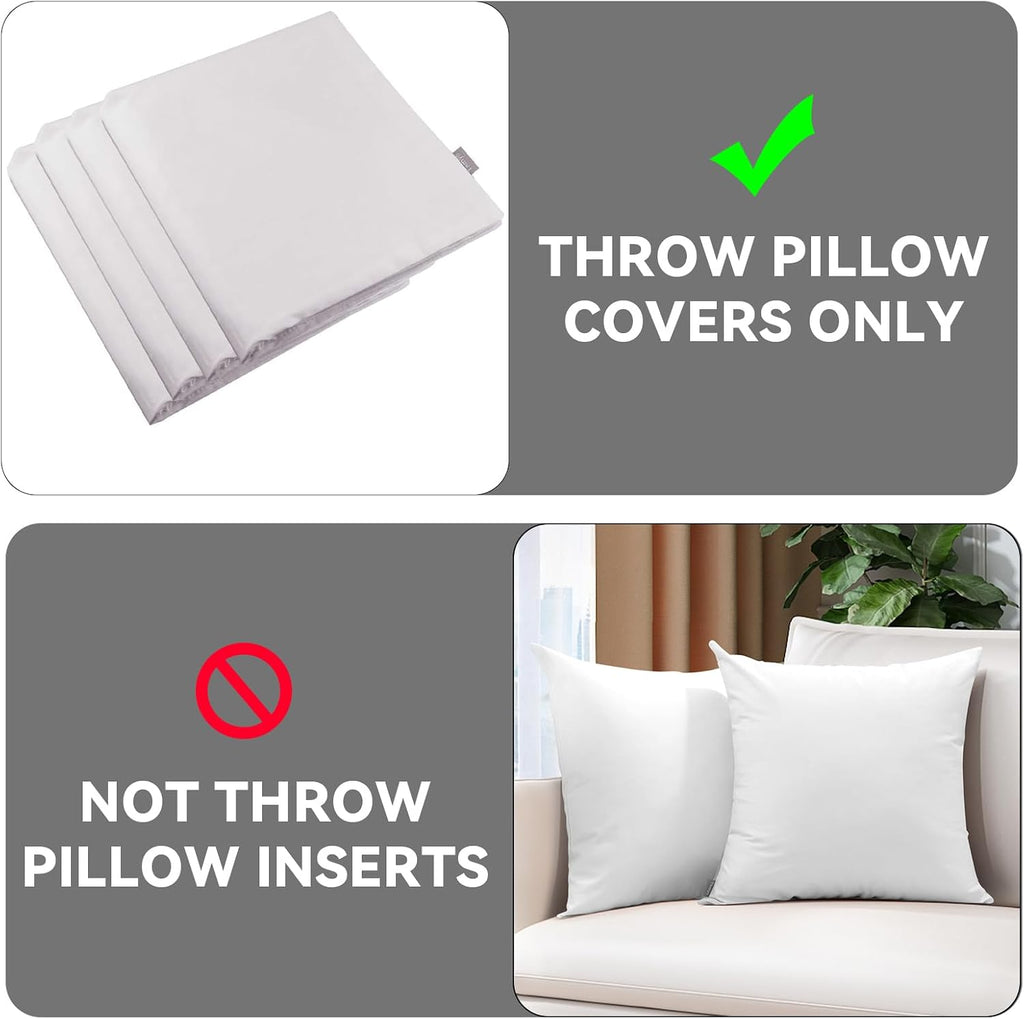 Thmyo 4-Pack 100% Cotton Comfortable Solid Decorative Throw Pillow Case, Square Cushion Cover Pillowcase Sublimation Blank Pillow Covers Va…