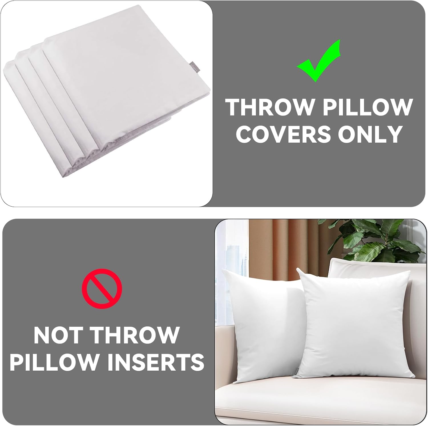 Thmyo 4-Pack 100% Cotton Comfortable Solid Decorative Throw Pillow Case, Square Cushion Cover Pillowcase Sublimation Blank Pillow Covers Va…