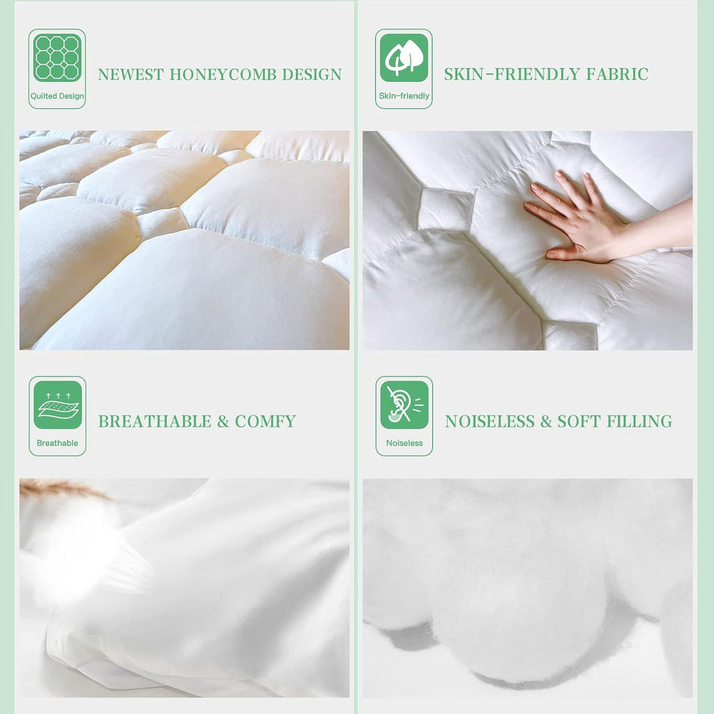 Unilibra Queen Size Mattress Pad Cooling Rayon from Bamboo, Quilted Fitted Mattress Protector Pillow Top Mattress Cover with Deep Pocket Up…