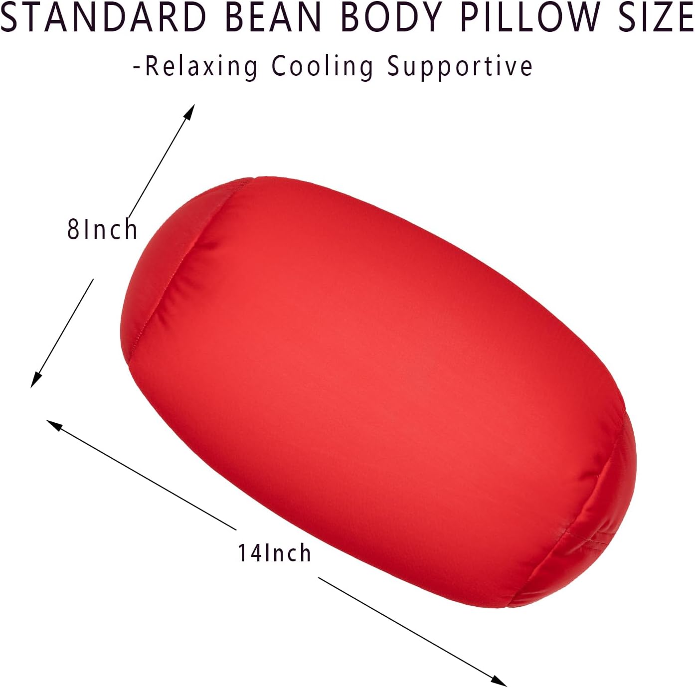 Microbead Neck Body Pillow Tube Microbead Bolster Bean Smooth Cool Pillow Neck Cervical Roll Pillow for Sleeping 7 x 12Inch Throw Travel…