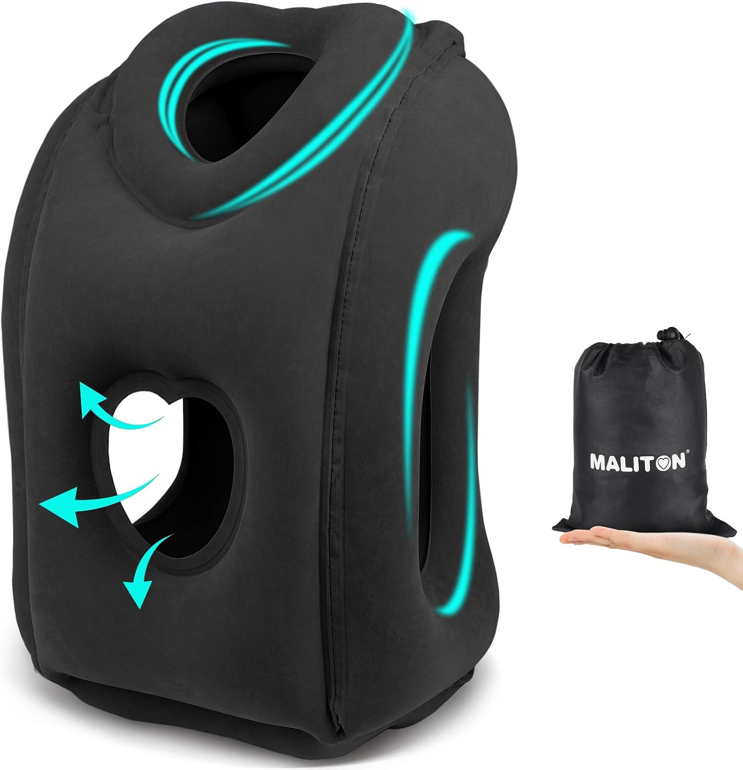 Maliton Inflatable Travel Pillow for Airplane Comfortable Sleeping to Relieve Neck and Shoulder Pain, Support Head Inflatable Pillow for…
