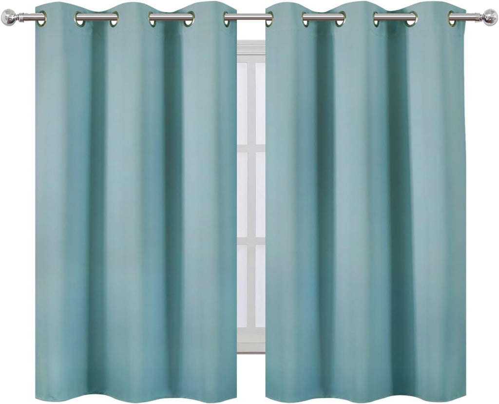 Lemomo Stone Blue Blackout Curtains/38 x 54 Inch/Set of Two Panels Grommet Living Room Curtains 54 Inch Blue